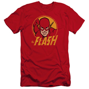 AN OFFCIALLY LICENSED DC FLASH FLASH CIRCLE MEN'S PREMIUM SLIM FIT T-SHIRT RED