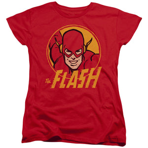 AN OFFCIALLY LICENSED DC FLASH FLASH CIRCLE WOMEN'S REGULAR FIT T-SHIRT RED