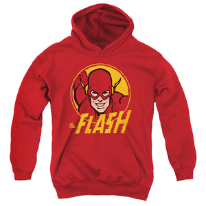 AN OFFCIALLY LICENSED DC FLASH FLASH CIRCLE YOUTH HOODIE RED