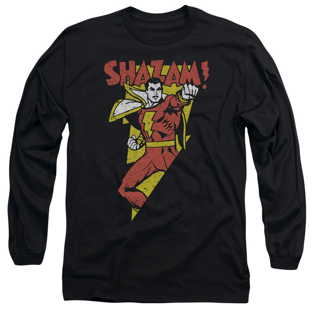 AN OFFCIALLY LICENSED DC IN BOLT MEN'S LONG SLEEVE T-SHIRT BLACK