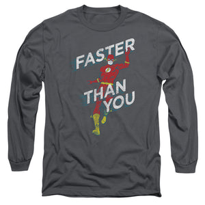 AN OFFCIALLY LICENSED DC FLASH FASTER THAN YOU MEN'S LONG SLEEVE T-SHIRT CHARCOAL