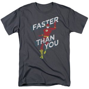 AN OFFCIALLY LICENSED DC FLASH FASTER THAN YOU MEN'S REGULAR FIT T-SHIRT CHARCOAL