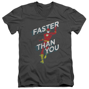 AN OFFCIALLY LICENSED DC FLASH FASTER THAN YOU MEN'S V-NECK T-SHIRT CHARCOAL