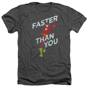 AN OFFCIALLY LICENSED DC FLASH FASTER THAN YOU MEN'S HEATHER T-SHIRT CHARCOAL