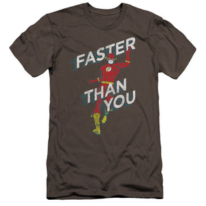 AN OFFCIALLY LICENSED DC FLASH FASTER THAN YOU MEN'S PREMIUM SLIM FIT T-SHIRT CHARCOAL