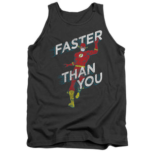 AN OFFCIALLY LICENSED DC FLASH FASTER THAN YOU ADULT UNISEX TANK TOP CHARCOAL