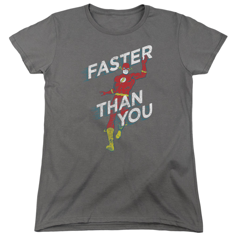 AN OFFCIALLY LICENSED DC FLASH FASTER THAN YOU WOMEN'S REGULAR FIT T-SHIRT CHARCOAL
