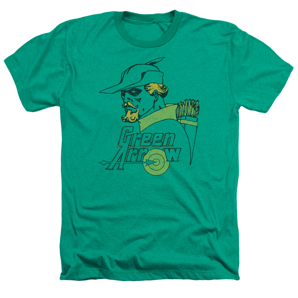 AN OFFCIALLY LICENSED DC CLOSE UP MEN'S HEATHER T-SHIRT KELLY GREEN