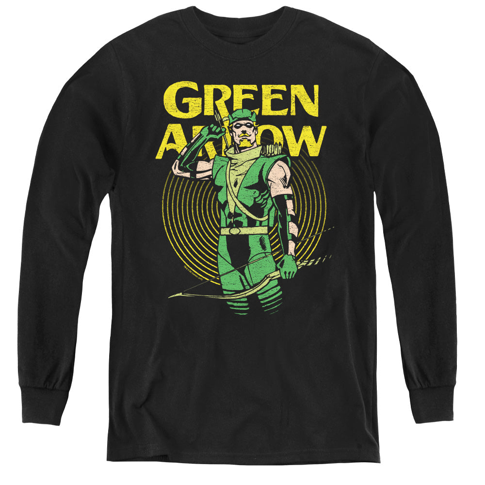 AN OFFCIALLY LICENSED DC PULL YOUTH LONG SLEEVE T-SHIRT BLACK
