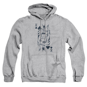 AN OFFCIALLY LICENSED DC BAT CARD ADULT UNISEX PULLOVER HOODIE ATHLETIC HEATHER