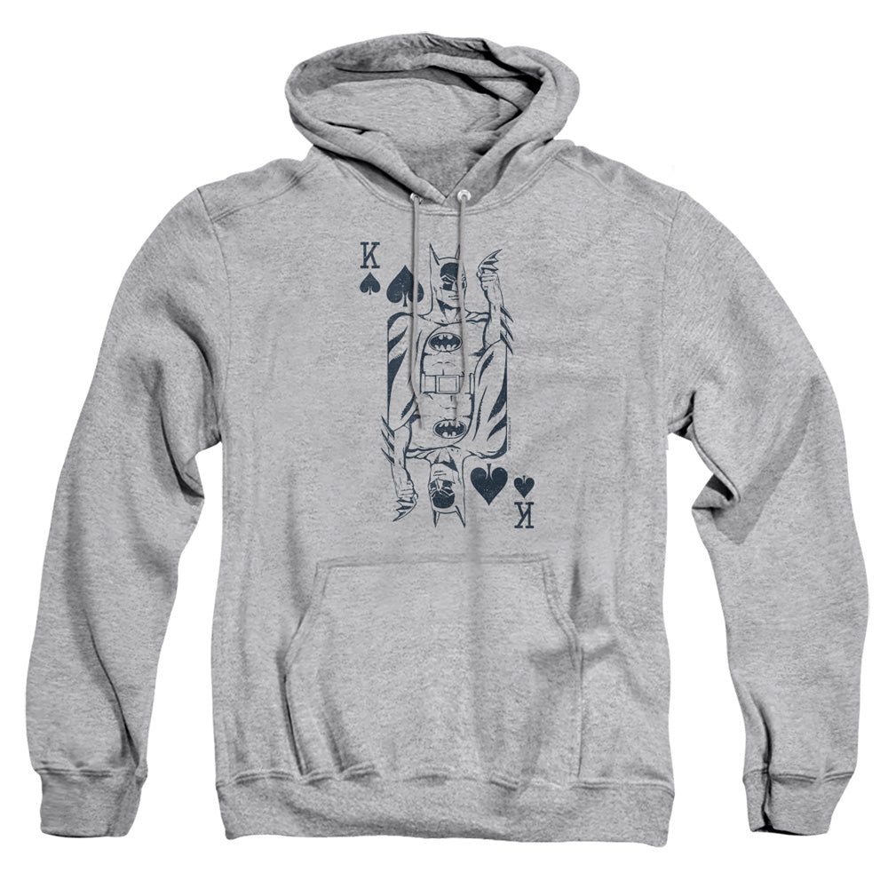 AN OFFCIALLY LICENSED DC BAT CARD ADULT UNISEX PULLOVER HOODIE ATHLETIC HEATHER