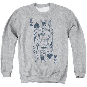 AN OFFCIALLY LICENSED DC BAT CARD ADULT UNISEX CREWNECK SWEATSHIRT ATHLETIC HEATHER