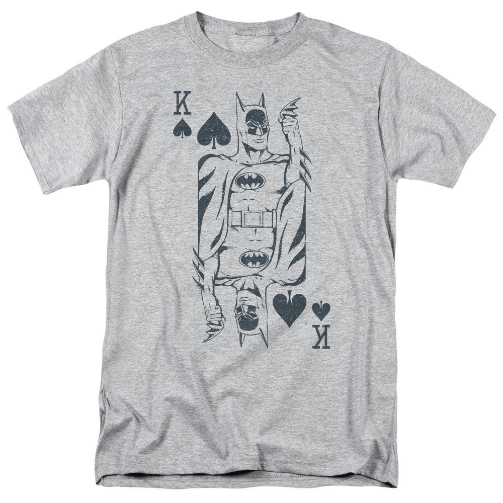 AN OFFCIALLY LICENSED DC BAT CARD MEN'S REGULAR FIT T-SHIRT ATHLETIC HEATHER