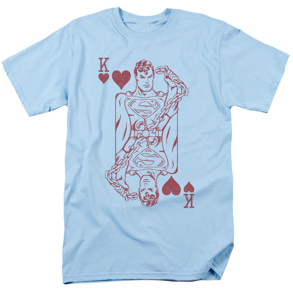 AN OFFCIALLY LICENSED DC SUPER CARD MEN'S REGULAR FIT T-SHIRT LIGHT BLUE