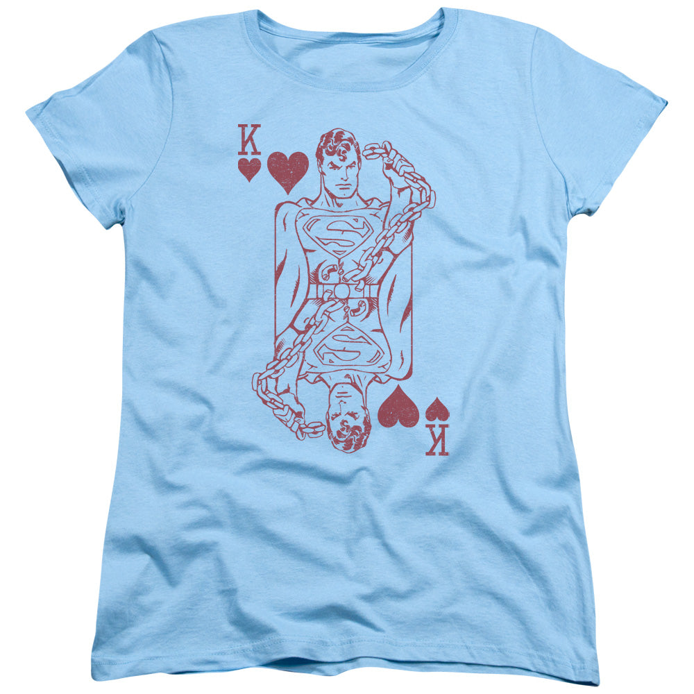 AN OFFCIALLY LICENSED DC SUPER CARD WOMEN'S REGULAR FIT T-SHIRT LIGHT BLUE