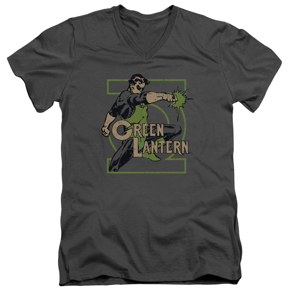 AN OFFCIALLY LICENSED DC RING POWER MEN'S V-NECK T-SHIRT CHARCOAL