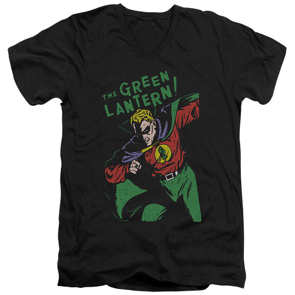 AN OFFCIALLY LICENSED DC FIRST MEN'S V-NECK T-SHIRT BLACK
