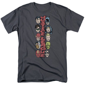 AN OFFCIALLY LICENSED DC STACKED JUSTICE MEN'S REGULAR FIT T-SHIRT CHARCOAL