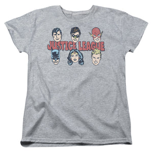AN OFFCIALLY LICENSED DC JUSTICE LINEUP WOMEN'S REGULAR FIT T-SHIRT ATHLETIC HEATHER
