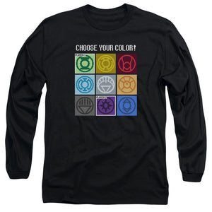 AN OFFCIALLY LICENSED DC CHOOSE YOUR COLOR MEN'S LONG SLEEVE T-SHIRT BLACK