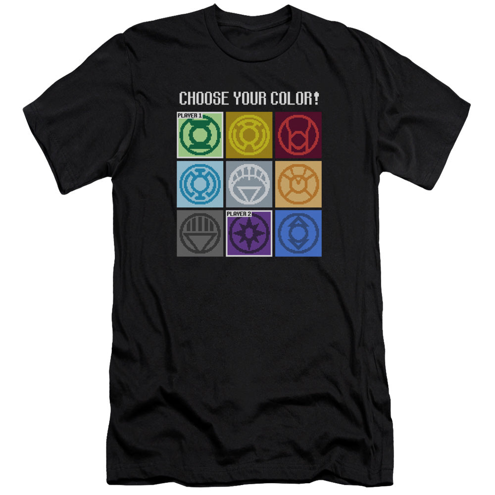 AN OFFCIALLY LICENSED DC CHOOSE YOUR COLOR MEN'S PREMIUM SLIM FIT T-SHIRT BLACK