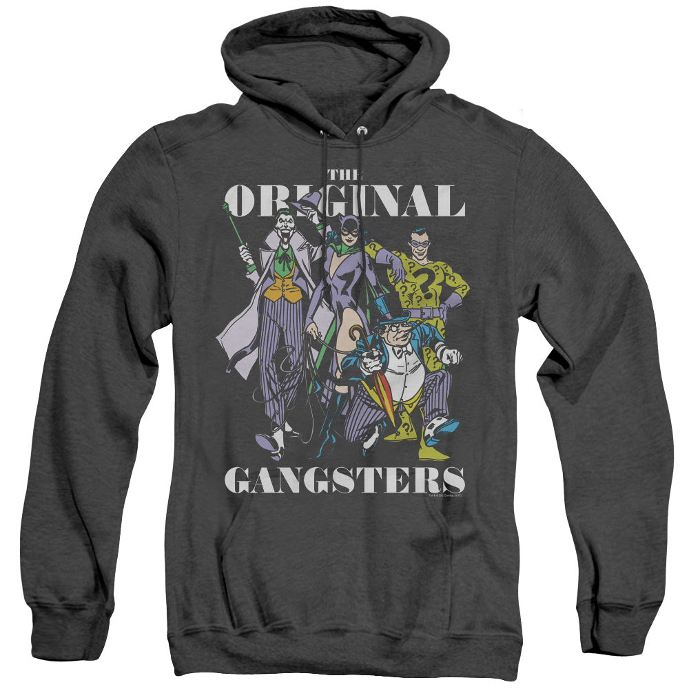 AN OFFCIALLY LICENSED DC ORIGINAL GANGSTERS ADULT UNISEX HEATHER PULLOVER HOODIE BLACK