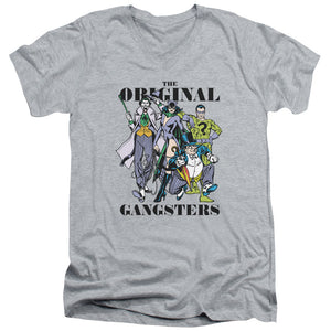 AN OFFCIALLY LICENSED DC ORIGINAL GANGSTERS MEN'S V-NECK T-SHIRT ATHLETIC HEATHER