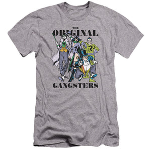 AN OFFCIALLY LICENSED DC ORIGINAL GANGSTERS MEN'S PREMIUM SLIM FIT T-SHIRT ATHLETIC HEATHER