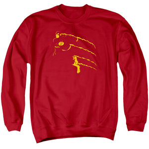 AN OFFCIALLY LICENSED DC FLASH FLASH MIN ADULT UNISEX CREWNECK SWEATSHIRT RED