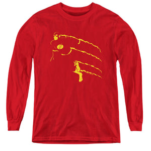 AN OFFCIALLY LICENSED DC FLASH FLASH MIN YOUTH LONG SLEEVE T-SHIRT RED