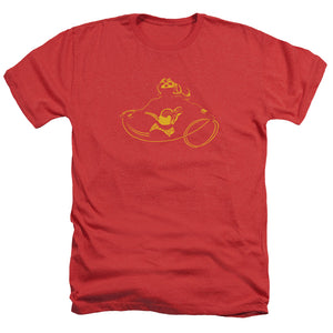 AN OFFCIALLY LICENSED DC WONDER MIN MEN'S HEATHER T-SHIRT RED