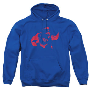 AN OFFCIALLY LICENSED DC SUPER MIN ADULT UNISEX PULLOVER HOODIE ROYAL