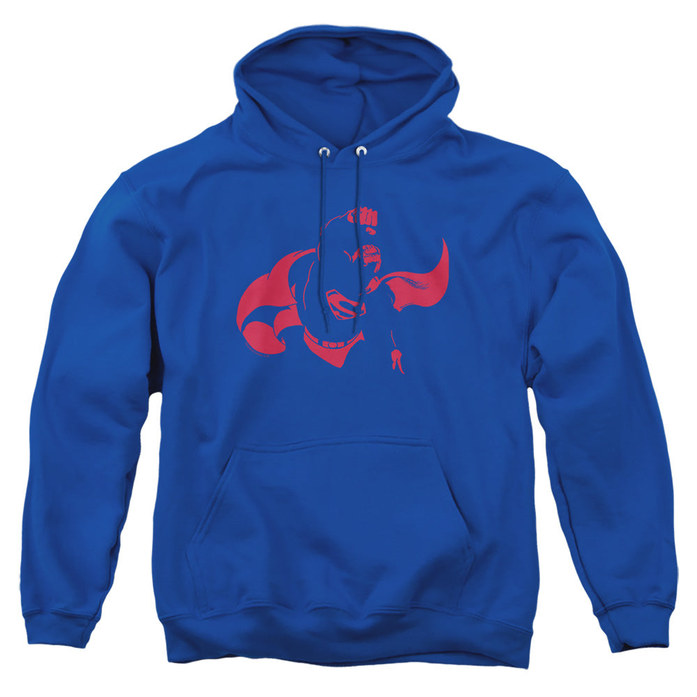 AN OFFCIALLY LICENSED DC SUPER MIN ADULT UNISEX PULLOVER HOODIE ROYAL