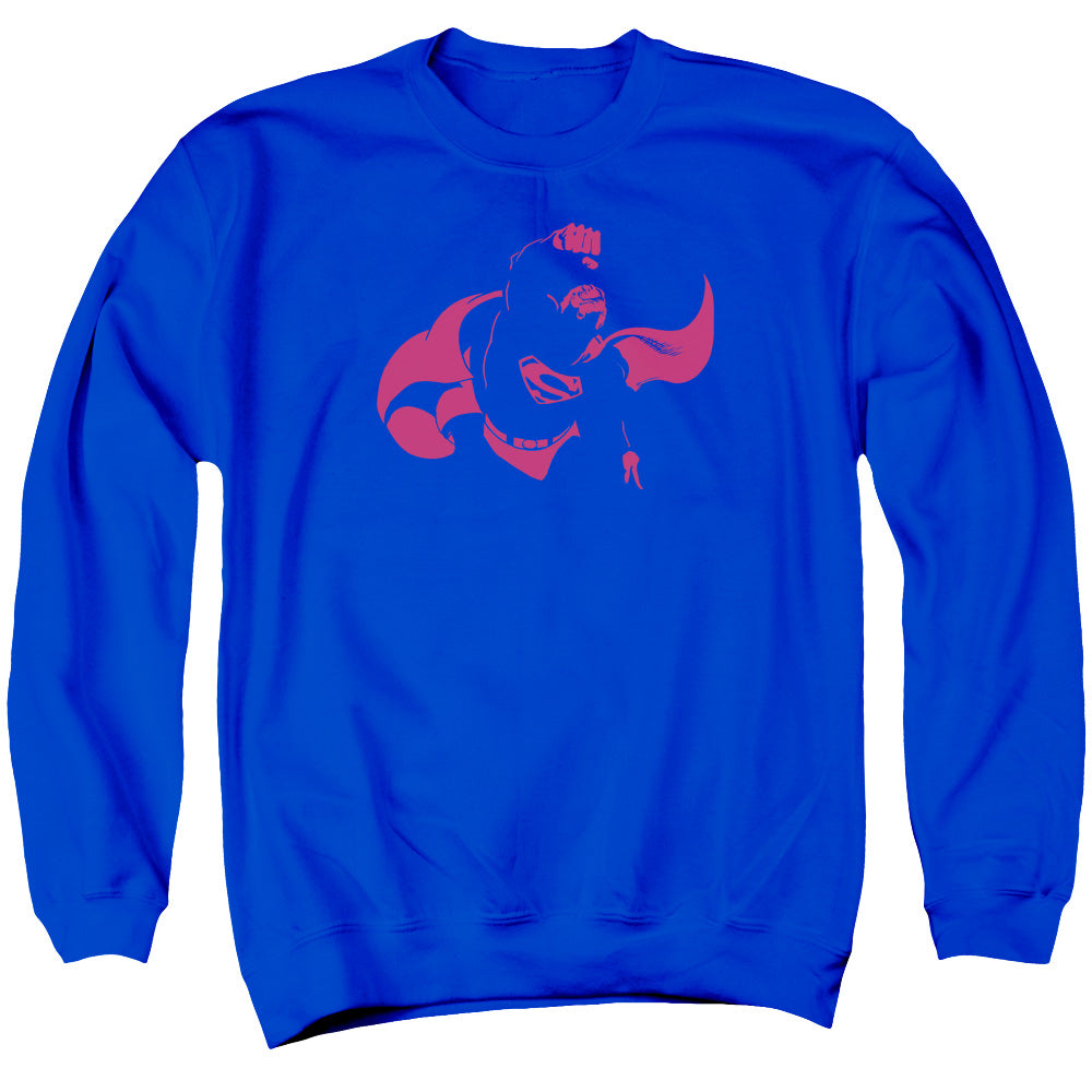 AN OFFCIALLY LICENSED DC SUPER MIN ADULT UNISEX CREWNECK SWEATSHIRT ROYAL