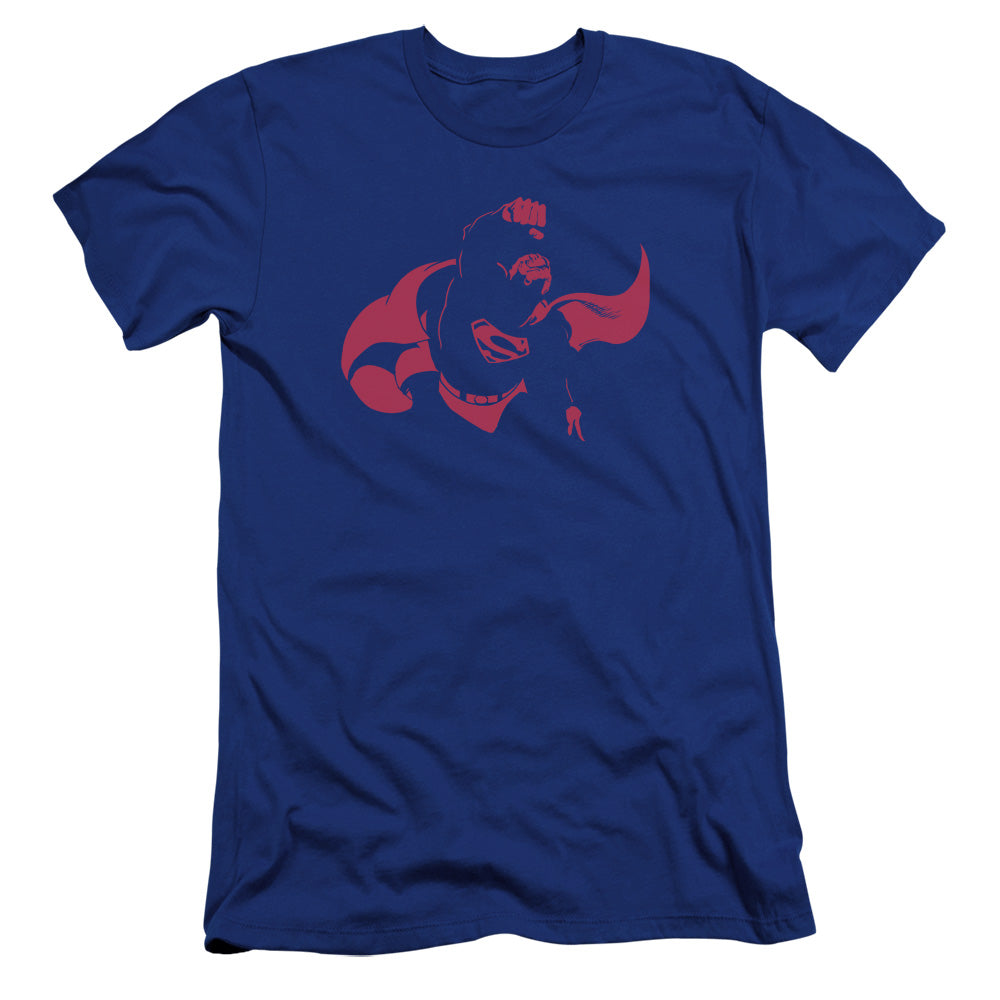 AN OFFCIALLY LICENSED DC SUPER MIN MEN'S PREMIUM SLIM FIT T-SHIRT ROYAL