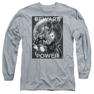 AN OFFCIALLY LICENSED DC POWER MEN'S LONG SLEEVE T-SHIRT ATHLETIC HEATHER