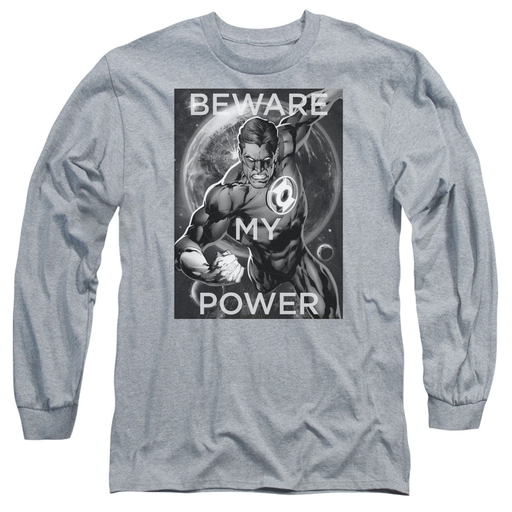 AN OFFCIALLY LICENSED DC POWER MEN'S LONG SLEEVE T-SHIRT ATHLETIC HEATHER
