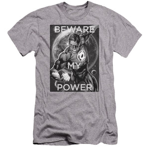 AN OFFCIALLY LICENSED DC POWER MEN'S PREMIUM SLIM FIT T-SHIRT ATHLETIC HEATHER
