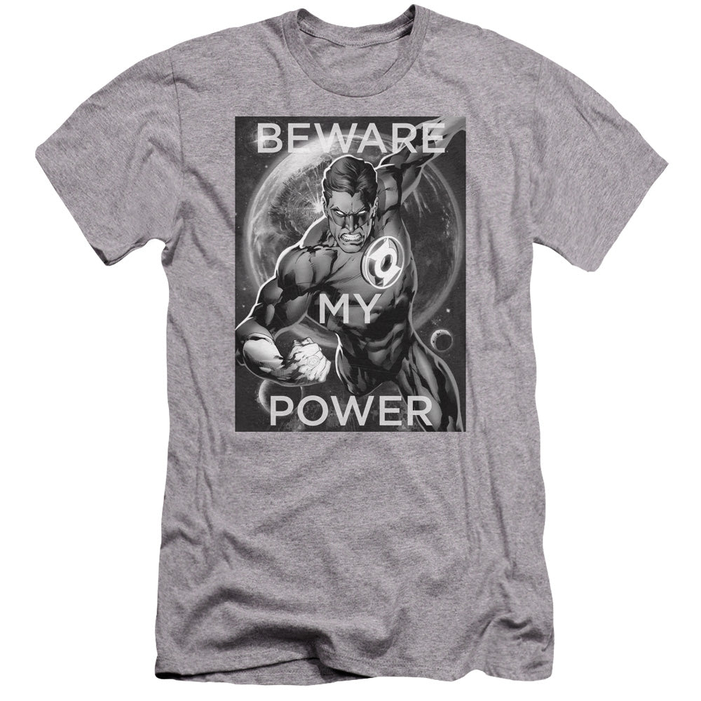AN OFFCIALLY LICENSED DC POWER MEN'S PREMIUM SLIM FIT T-SHIRT ATHLETIC HEATHER