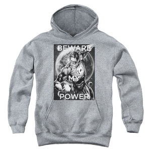 AN OFFCIALLY LICENSED DC POWER YOUTH HOODIE ATHLETIC HEATHER