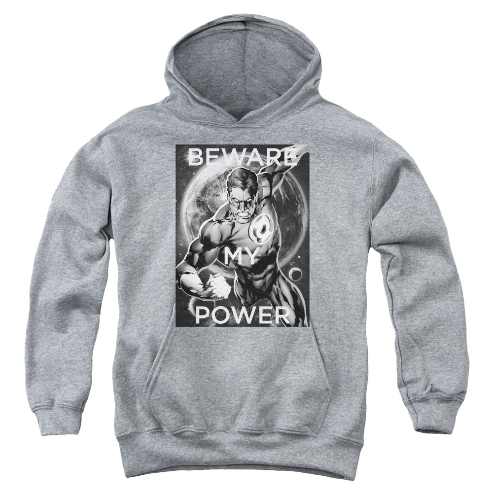 AN OFFCIALLY LICENSED DC POWER YOUTH HOODIE ATHLETIC HEATHER