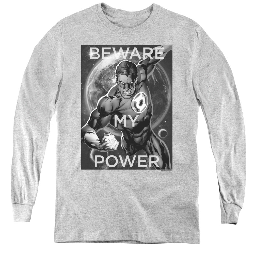 AN OFFCIALLY LICENSED DC POWER YOUTH LONG SLEEVE T-SHIRT ATHLETIC HEATHER