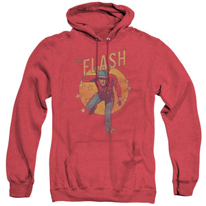 AN OFFCIALLY LICENSED DC FLASH CIRCLE & STARS ADULT UNISEX HEATHER PULLOVER HOODIE RED