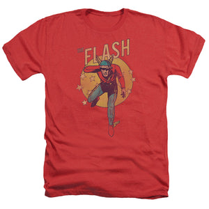 AN OFFCIALLY LICENSED DC FLASH CIRCLE & STARS MEN'S HEATHER T-SHIRT RED