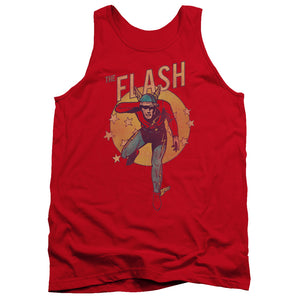 AN OFFCIALLY LICENSED DC FLASH CIRCLE & STARS ADULT UNISEX TANK TOP RED