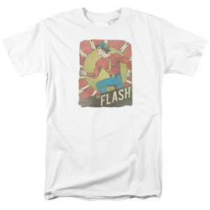 AN OFFCIALLY LICENSED DC FLASH TATTERED POSTER MEN'S REGULAR FIT T-SHIRT WHITE