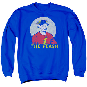 AN OFFCIALLY LICENSED DC FLASH FADED CIRCLE ADULT UNISEX CREWNECK SWEATSHIRT ROYAL