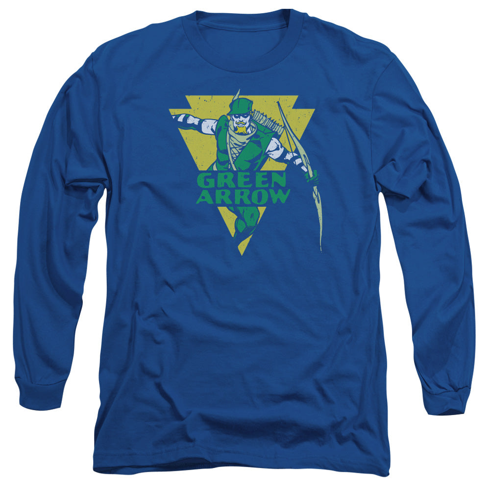 AN OFFCIALLY LICENSED DC DISTRESSED ARROW MEN'S LONG SLEEVE T-SHIRT ROYAL