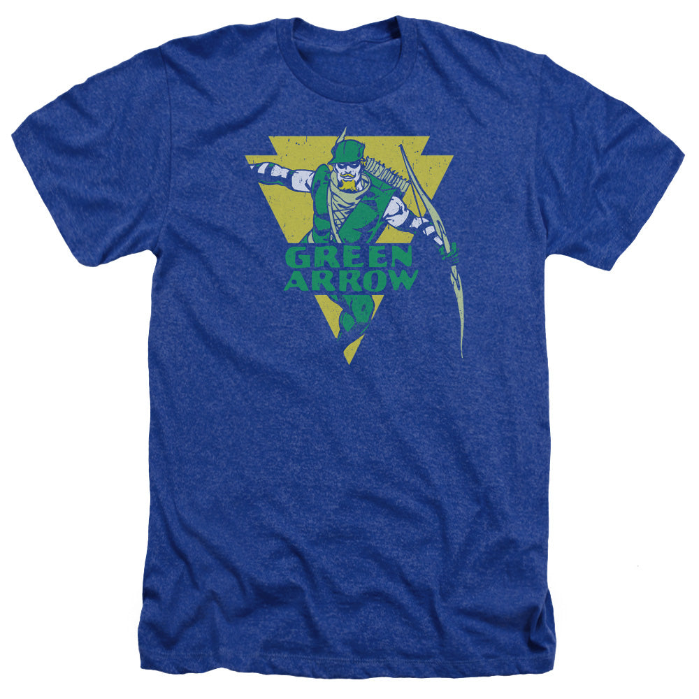 AN OFFCIALLY LICENSED DC DISTRESSED ARROW MEN'S HEATHER T-SHIRT ROYAL