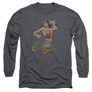 AN OFFCIALLY LICENSED DC SPINNING MEN'S LONG SLEEVE T-SHIRT CHARCOAL